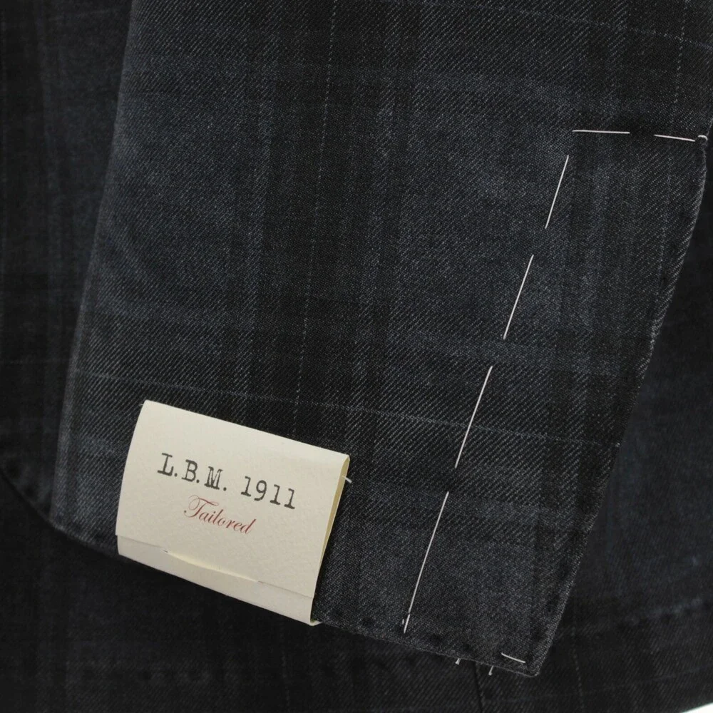 L.B.M. 1911 NWT 100% Wool Sport Coat Size 58R US 48R in Blue/Black Plaid